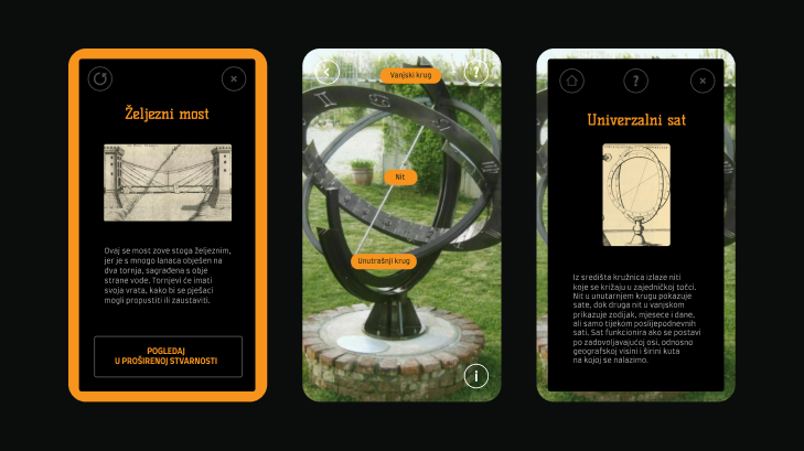 Screenshots of Virtual Teacher Augmented Reality app