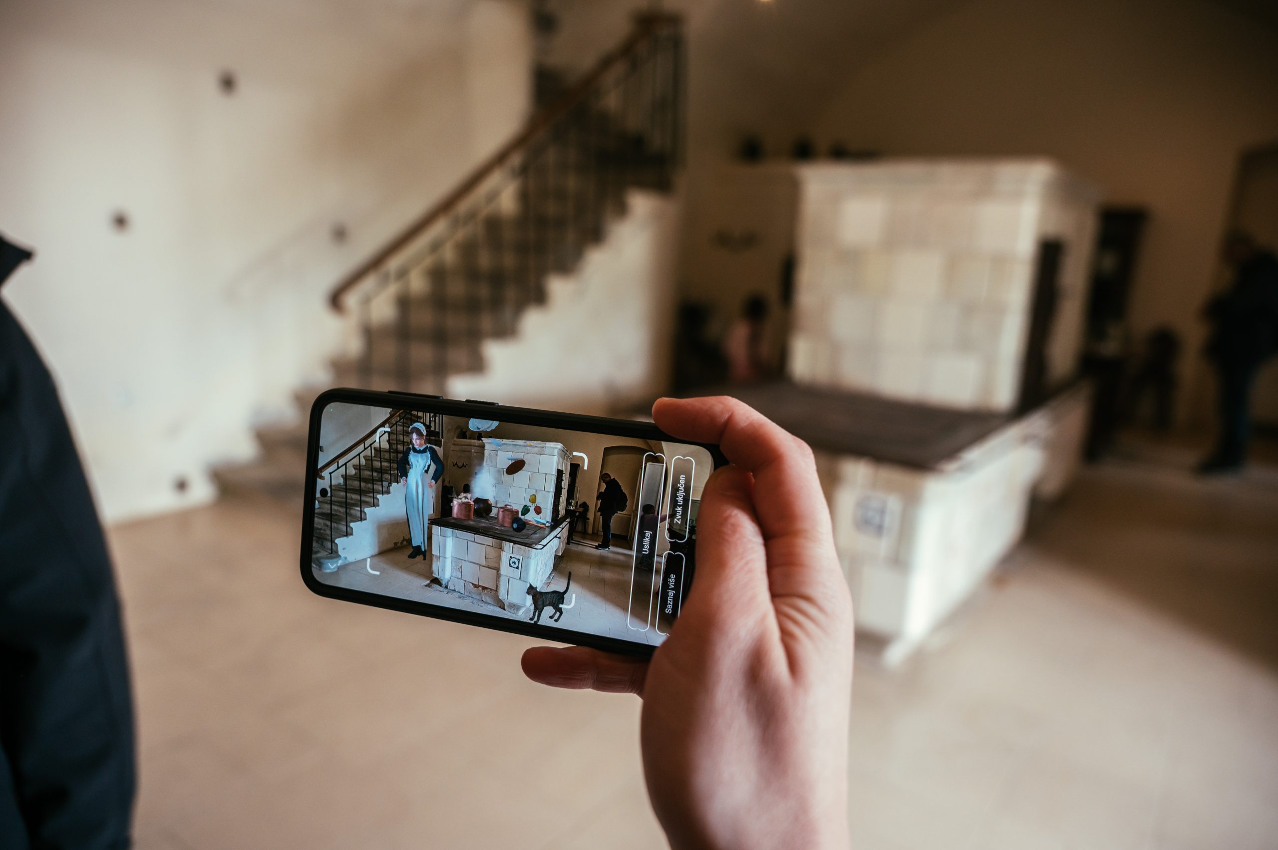 Augmented Reality app in Trakoscan Castle featuring scenes from the kitchen